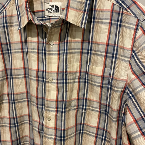 NORTH FACE Windowpane Plaid SS Button Up Shirt - Mens L, Cotton/Poly - Picture 3 of 7
